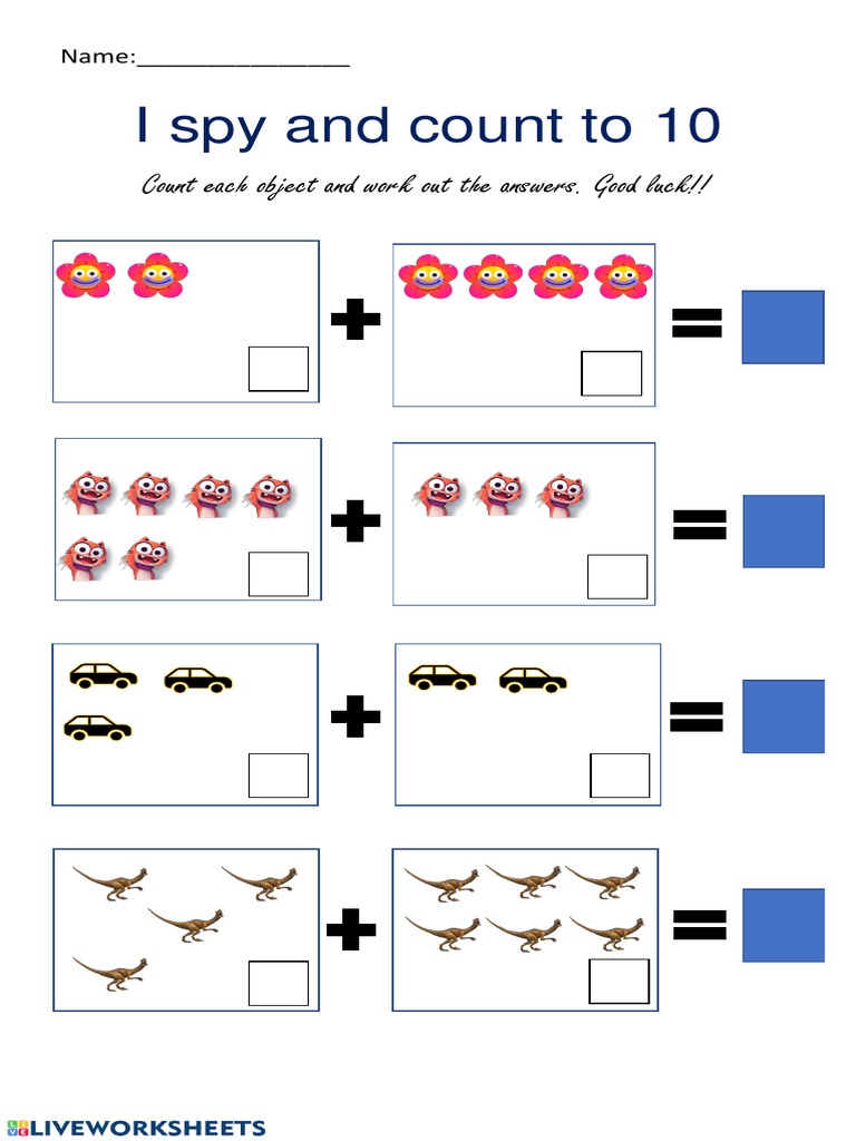 I Spy and Count To 10: Count Each Object and Work Out The Answers. Good ...