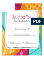 A Gift For You: This Certificate Entitles You To
