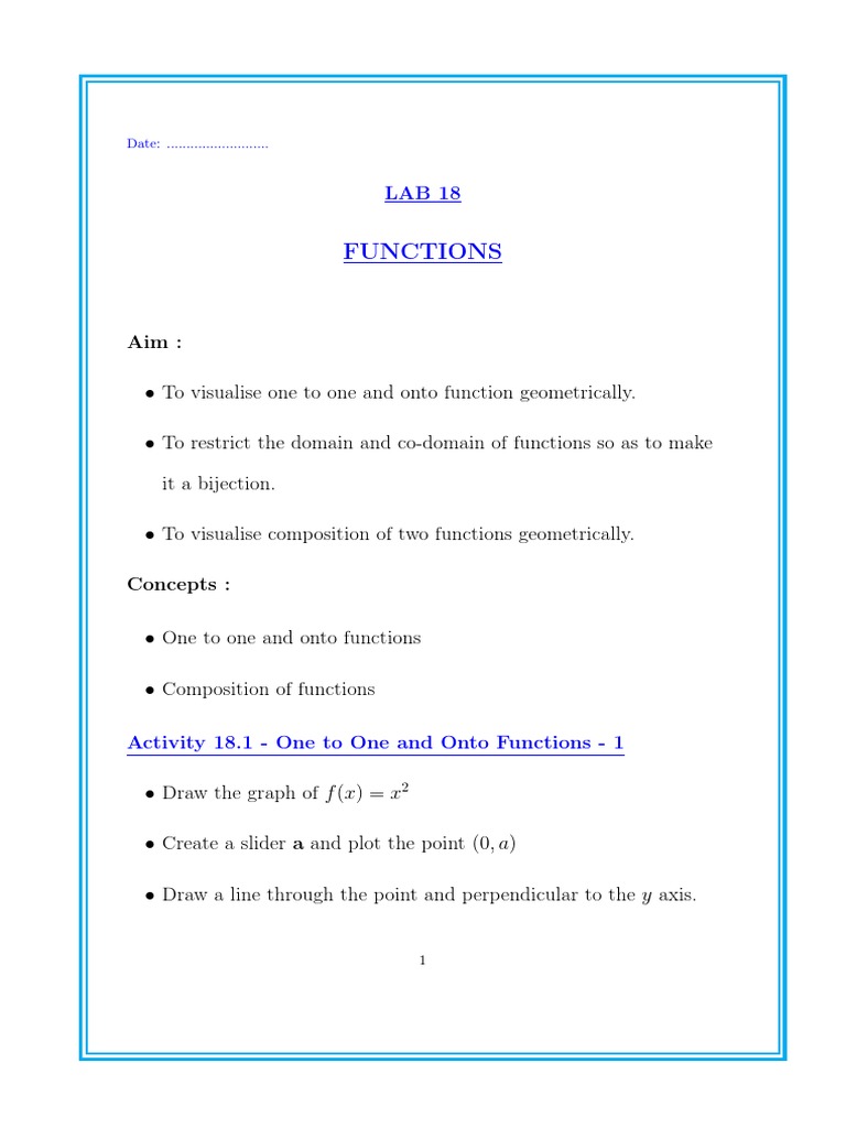 Functions: Date: ......................... | PDF | Function ...