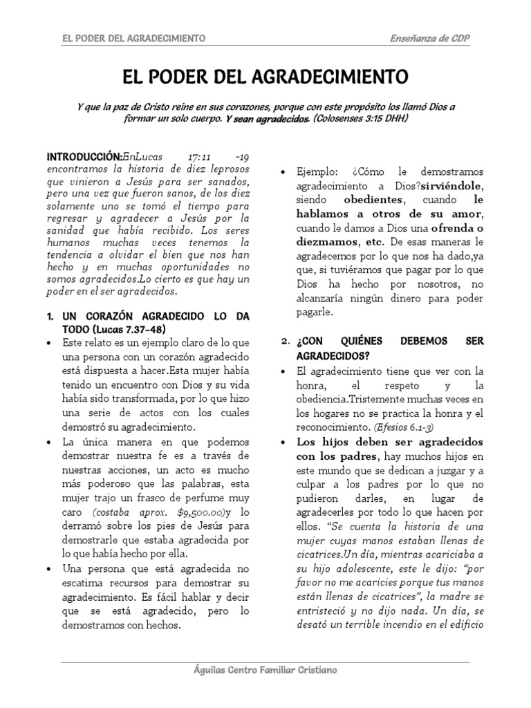 El Poder Del Agradecimiento | PDF | Cristo (título) | Jesús