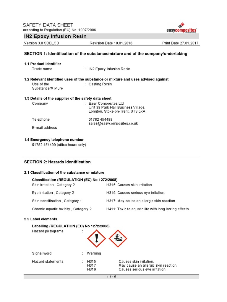 EC SDS IN2 Epoxy Infusion Resin and Hardener PDF Firefighting