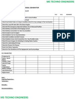 Daily A Check Checklist For Diesel Generator