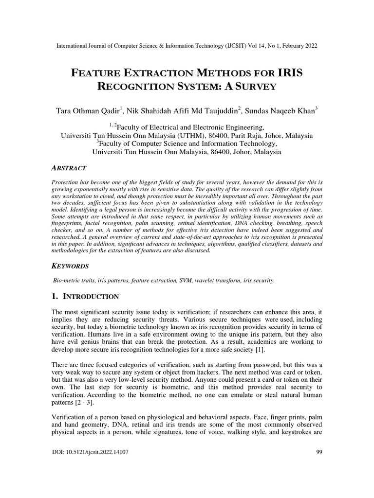 Iris Recognition Feature Extraction Survey | PDF | Biometrics | Wavelet