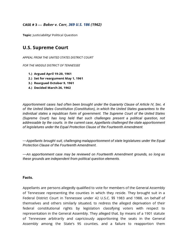 Baker v. Carr Case Digest Download Free PDF Baker V. Carr Equal