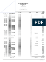 My Savings & Expenses: Particulars Credit Debit Opening Balance 1,820.00