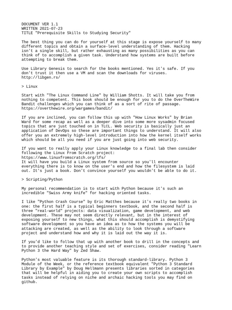 Prerequisite skills to studying security 1 1 pdf linux software