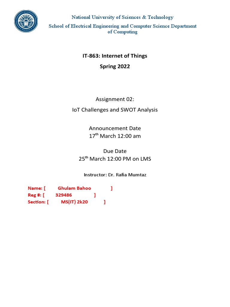 Assignment 2 Swot Analysis Pdf Internet Of Things Computer