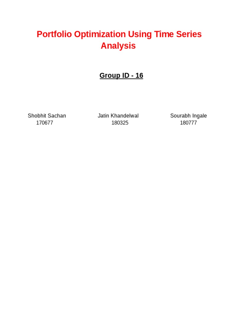 Portfolio Optimization via Time Series Analysis | PDF | Modern ...