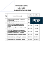 Tarife de Cazare La 01.10.2021 Anul Universitar 2021 2022