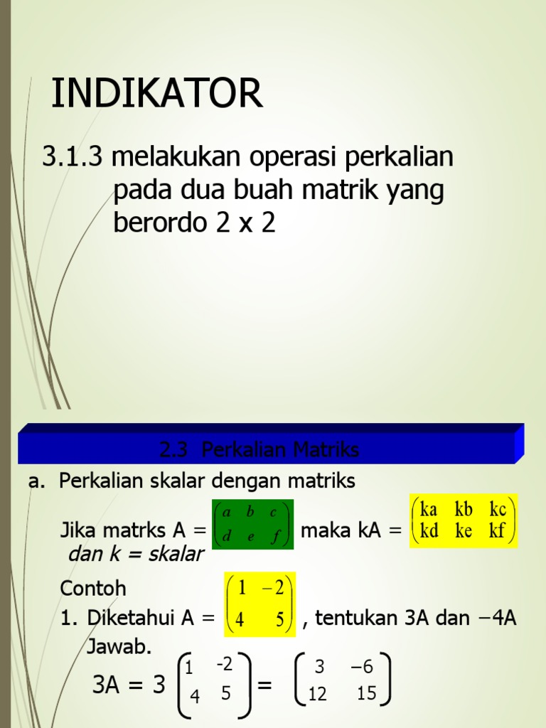 Perkalian Matriks 2x2 dan Contoh Soal | PDF