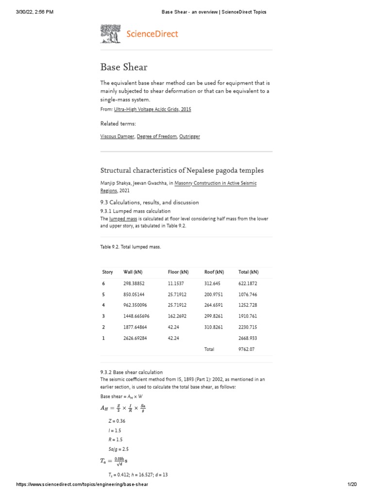 Base Shear An Other | PDF | Bending | Moment Magnitude Scale