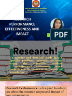 Research Performance Effectiveness and Impact: Economics of Education (Ed 701)