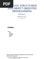 Bcse102L Structured and Object Oriented Programming: Module-2 Array An in C