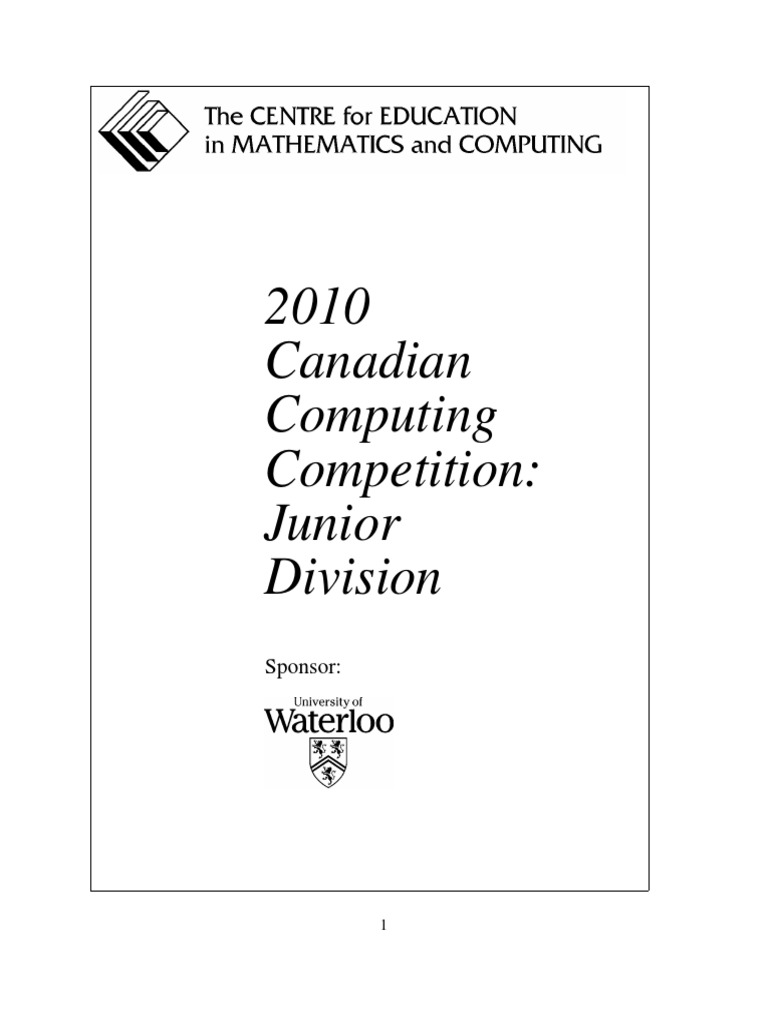 2010 Canadian Computing Competition: Junior Division: Sponsor | PDF ...