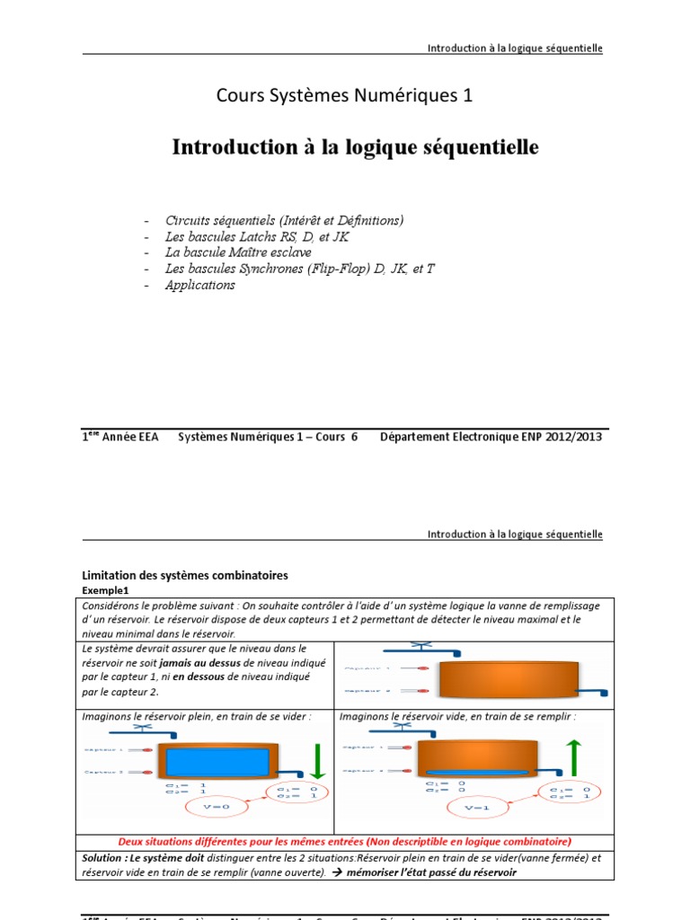 Cours6-Introduction A La Logique Sequentielle | PDF | Électronique ...