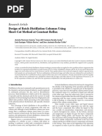 Research Article: Design of Batch Distillation Columns Using Short-Cut Method at Constant Reflux