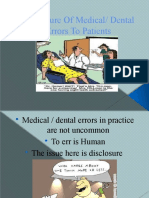 Disclosure of Medical/ Dental Errors To Patients