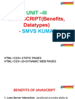 Benifits, Datatypes in Java Script-2