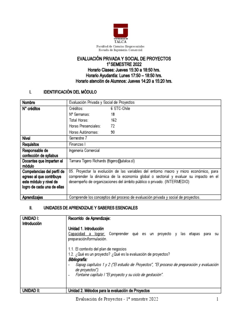 Programa - Evaluación de Proyectos - 012022 | PDF | Evaluación | Simulación