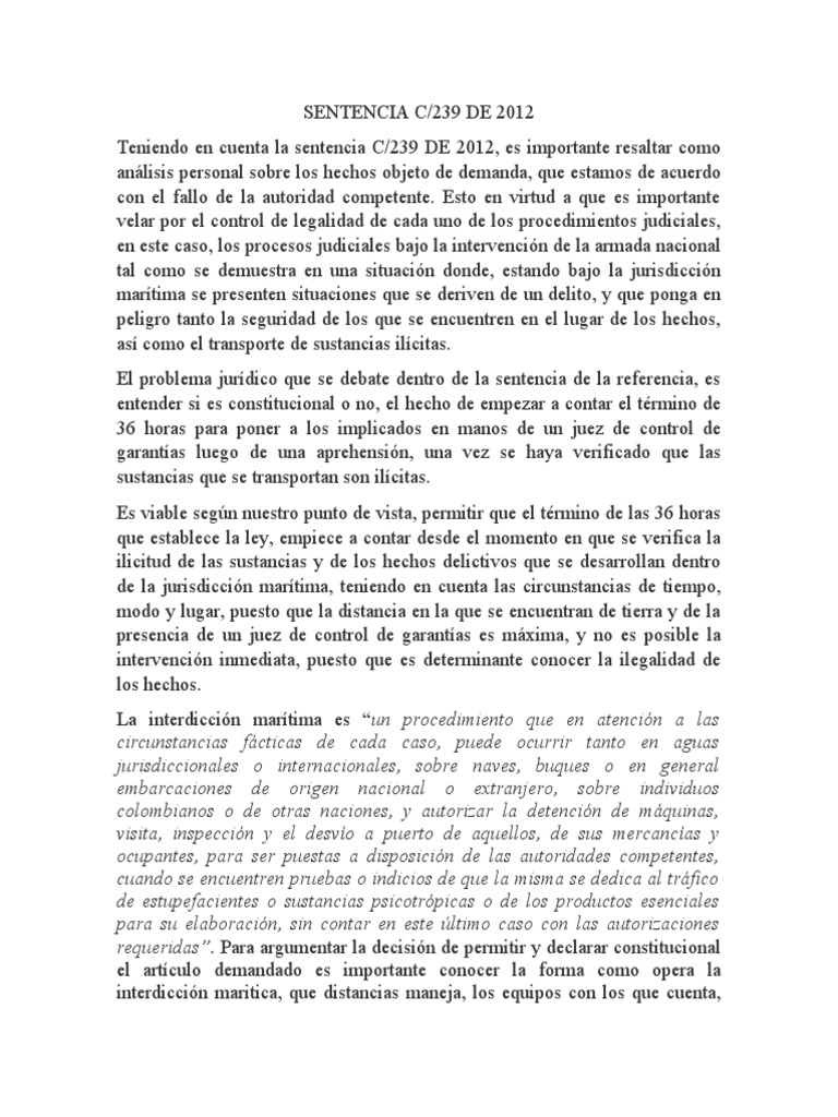 Sentnecia C-239de 2012 | PDF | Juez | Sentencia (ley)
