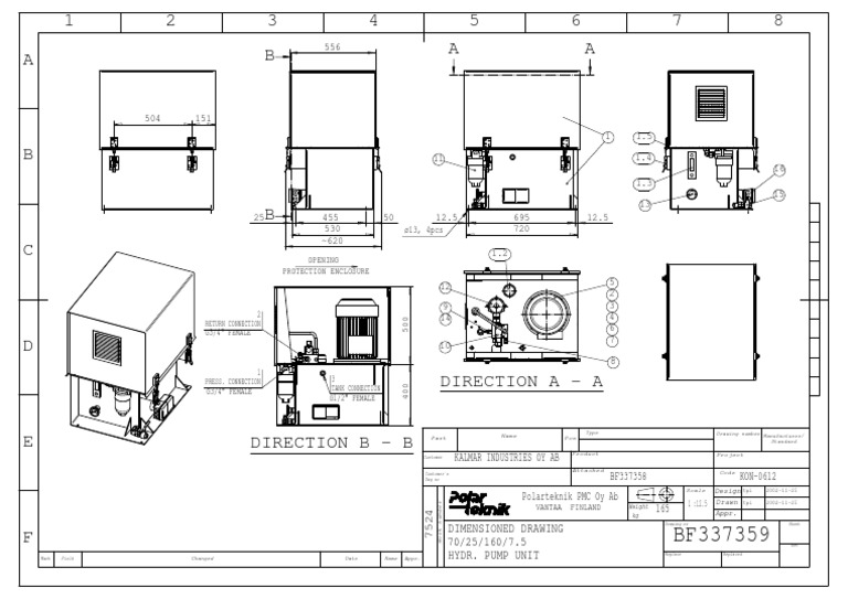 Hydraulics Pump Unit Drawing Details | PDF