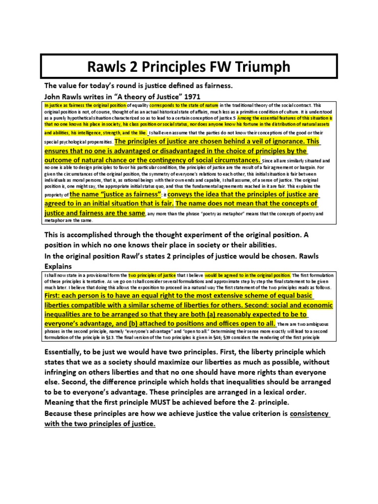 Rawls' Two Principles of Justice Explained | PDF | Crime & Violence ...