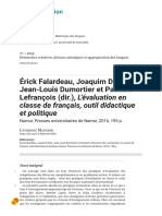 Érick Falardeau, Joaquim Dolz, Jean-Louis Dumortier et Pascale Lefrançois (dir.), L’évaluation en classe de français, outil didactique et politique