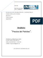 Análisis Precio Del Petróleo (Economía)