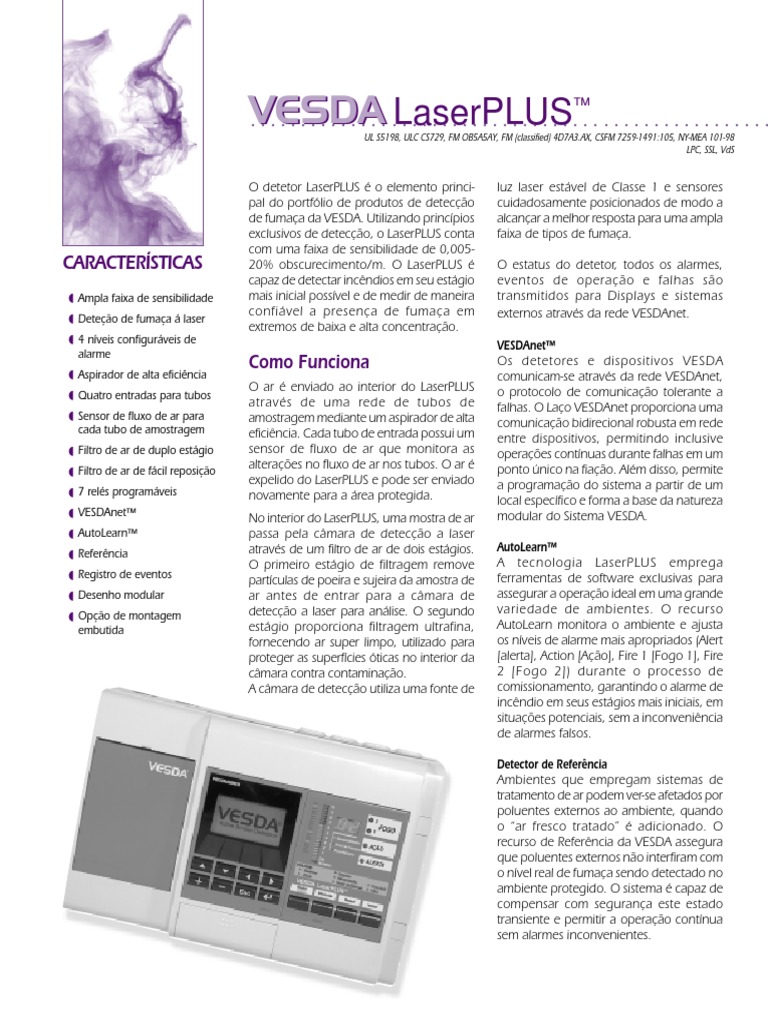 Vesda Laser Plus Folheto Geral PDF Rede de Computadores