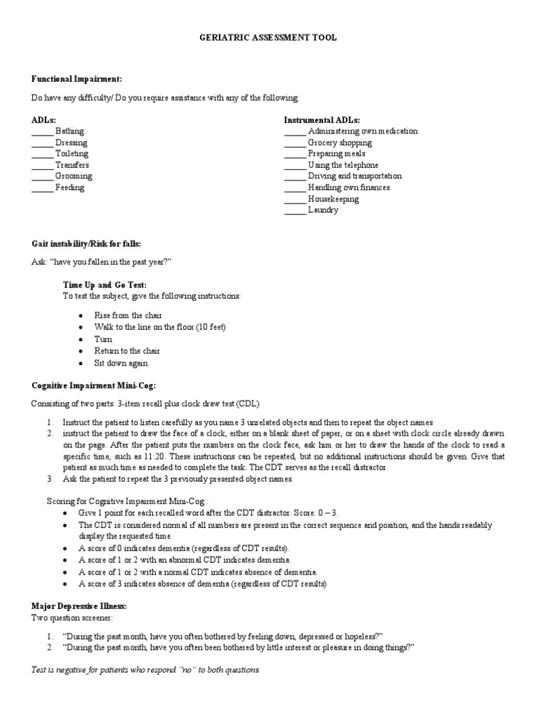 Geriatric Assessment Tool: Test Is Negative For Patients Who Respond ...