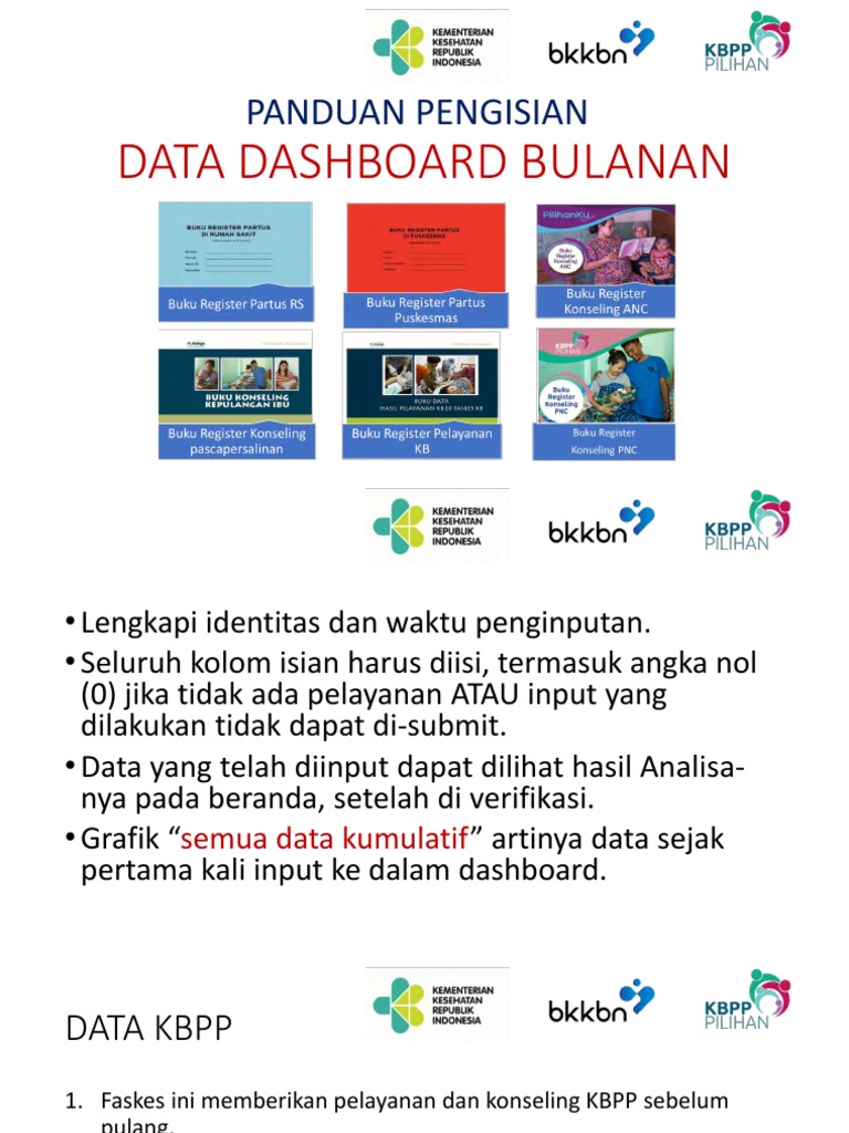 Panduan Pengisian Data Dashboard Bulanan KBPP - Faskes Banjarnegara | PDF