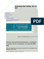PADILLA, Harold y ZANELLO, Lorenzo. Relación Entre Penetración Financiera y Crecimiento Económico. El Caso Colombiano en El Periodo 2001-2010