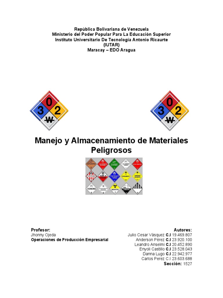 Manejo y almacenamiento seguros de materiales peligrosos | PDF ...