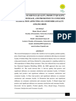 Influence of Service Quality, Product Quality, Price, Brand Image, and Promotion To Consumer Satisfaction Affecting On Consumer Loyalty (Online Shop)