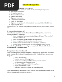 Interview Preparation Questionaire - General