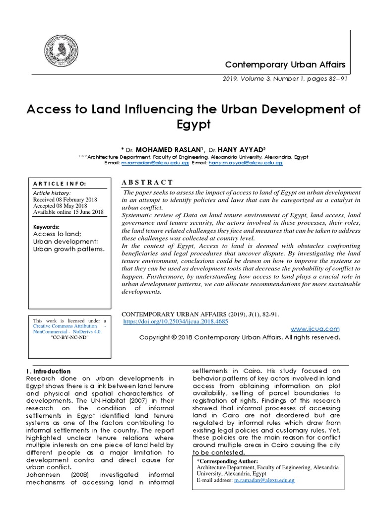 Access To Land Influencing The Urban Development of Egypt | PDF | Egypt ...