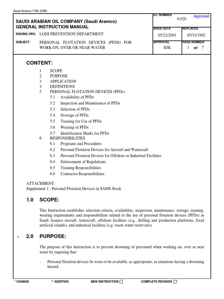 0006 020Personal Flotation Devices For Work Over, On or Nea PDF