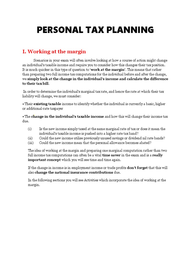Personal Tax Planning | PDF | Taxes | Capital Gains Tax