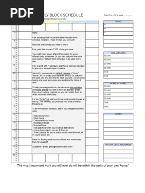New Block Schedule Template
