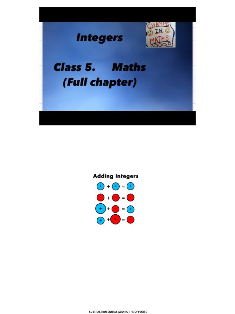 Class 5 Integers | PDF | Technology & Engineering
