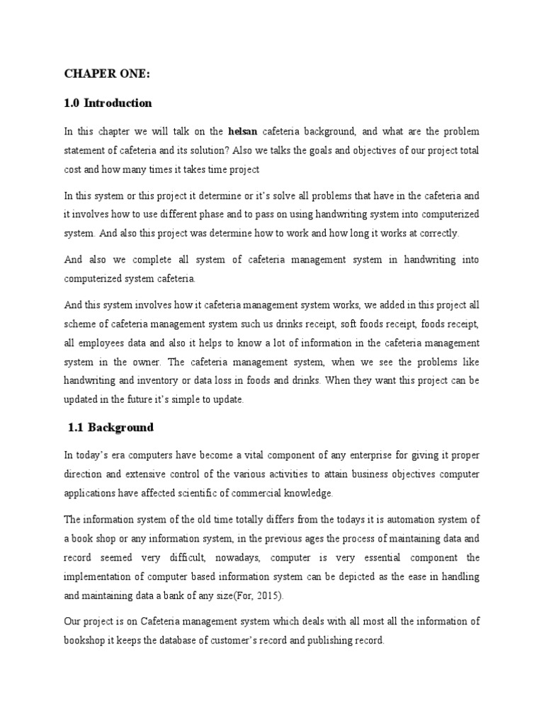Helsan Cafeteria Management System 1 PDF Cafeteria System