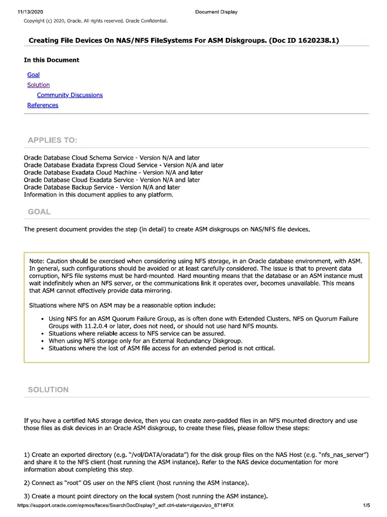 ###Creating File Devices On NAS&NFS FileSystems For ASM Diskgroups. | PDF