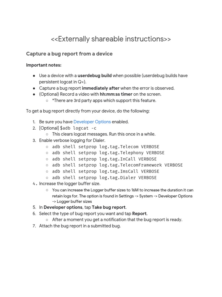 Capture Android Bug Reports Effectively | PDF