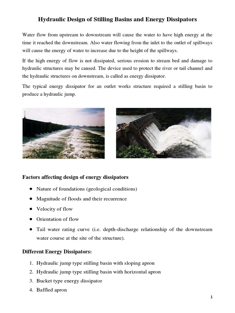 Stilling Basins and Energy Dissipators Guide | PDF | Spillway ...