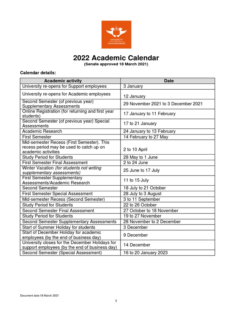 Academic Calendar For 2022 | PDF | Academic Term | Traditions