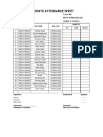 Students Attendance Sheet: Physics - Chemistry - Mathematics