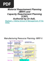 Material Requirement Planning (MRP) and Capacity Requirement Planning (CRP) Authored by DR Adil