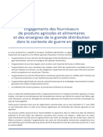 Engagements Des Fournisseurs de Produits Agricoles Et Alimentaires Et Des Enseignes de La Grande Distribution Dans Le Contexte de Guerre en Ukraine