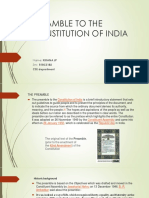 Preamble To The Constitution of India: Name: Kirana JP SRN: R18CS182