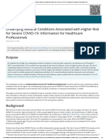 Underlying Medical Conditions Associated With Higher Risk For Severe COVID-19: Information For Healthcare Professionals